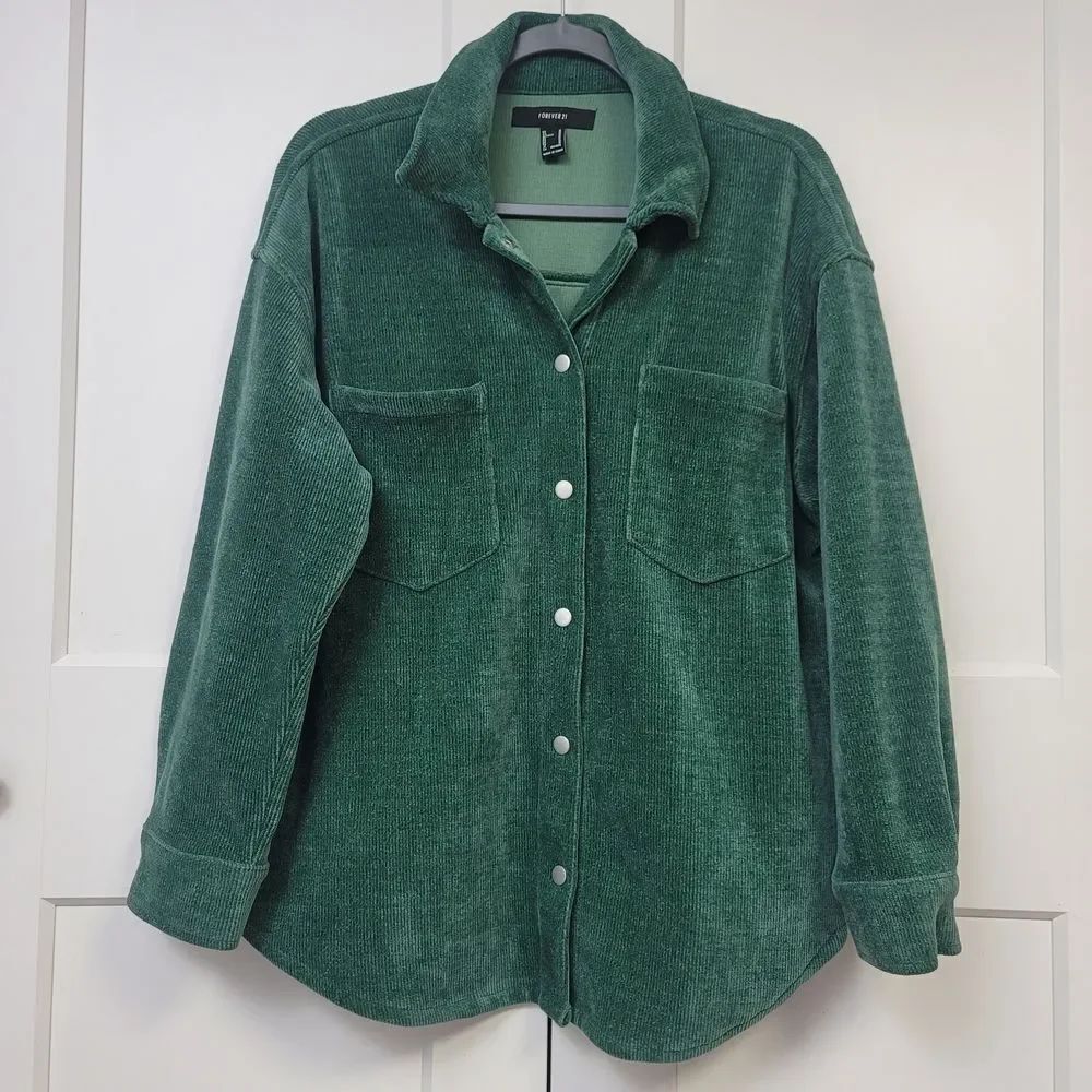 Forever 2 Green Corduroy Shirt Jacket